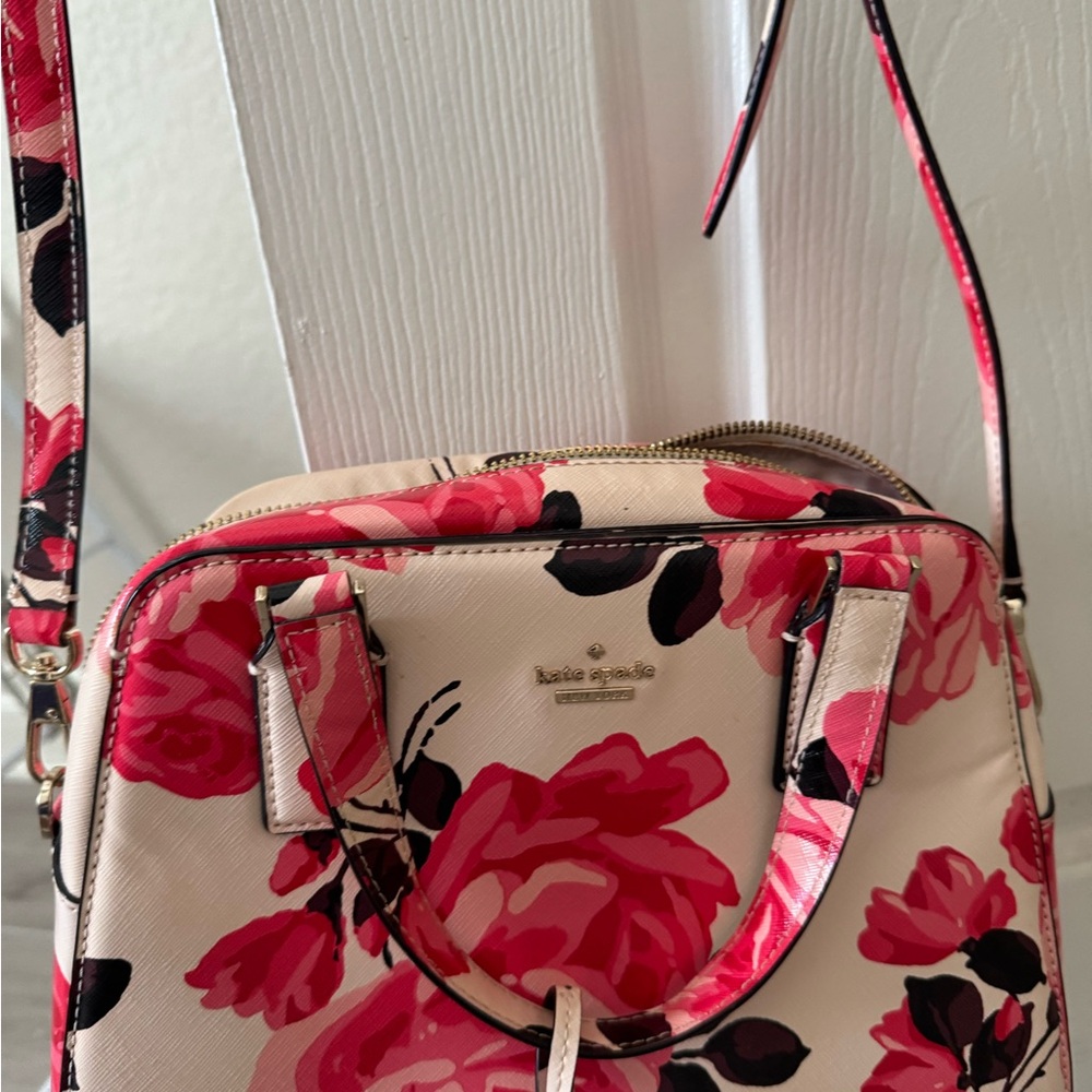 Kate Spade Pink and Black Floral Satchel